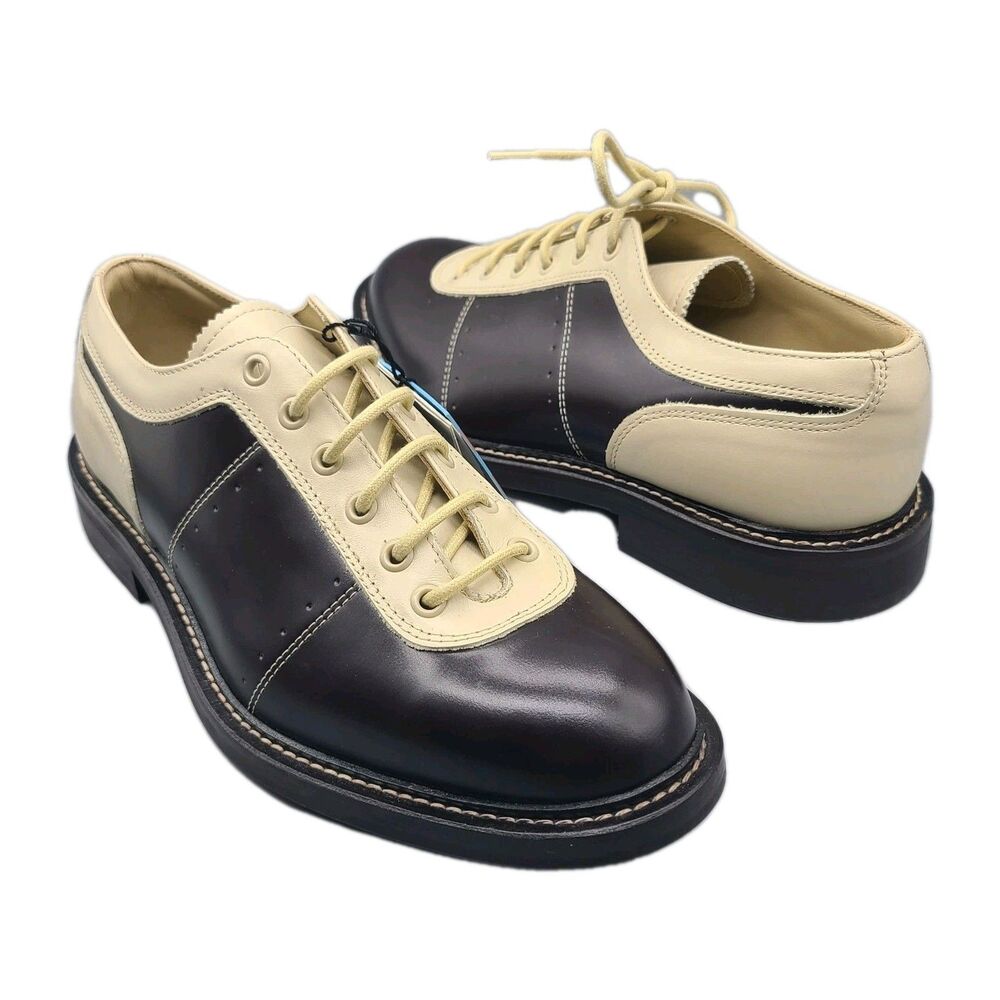 Zara x Harry Lambert Leather Brown cream Oxford lace-up Shoes  Size 41 US 8 new